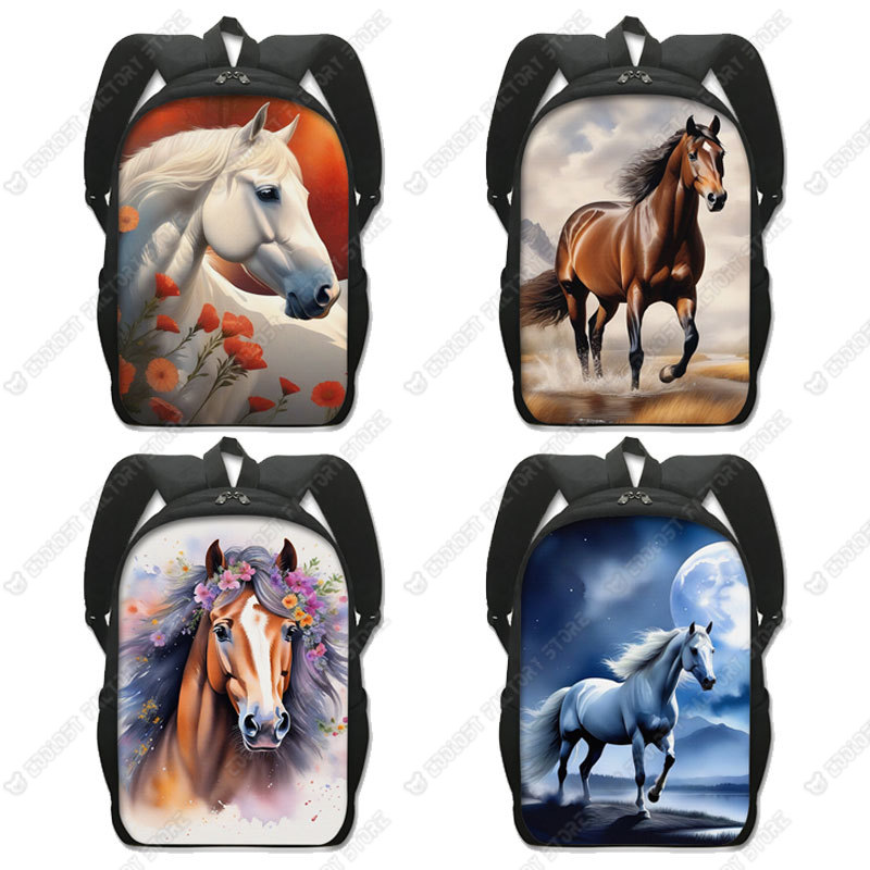 Laptop Accessories Women - Galloping Steed Horse Print Backpack Running