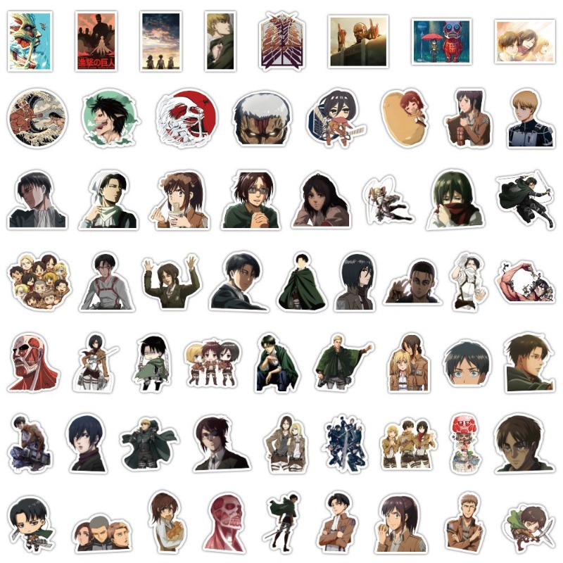 Laptop Accessories Stickers - 60Pcs Attack on Titan Anime Stickers